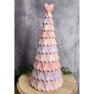Valentines‎ Day Pink Purple Hearts Decorative Tree Resin 12" Tabletop Figurine